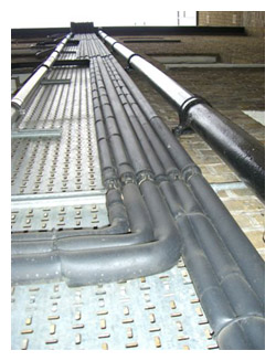 KSL air conditioning & refigeration installation of interconnecting refrigeration pipe work on a building in London, call 0203 008 5441 for more details.